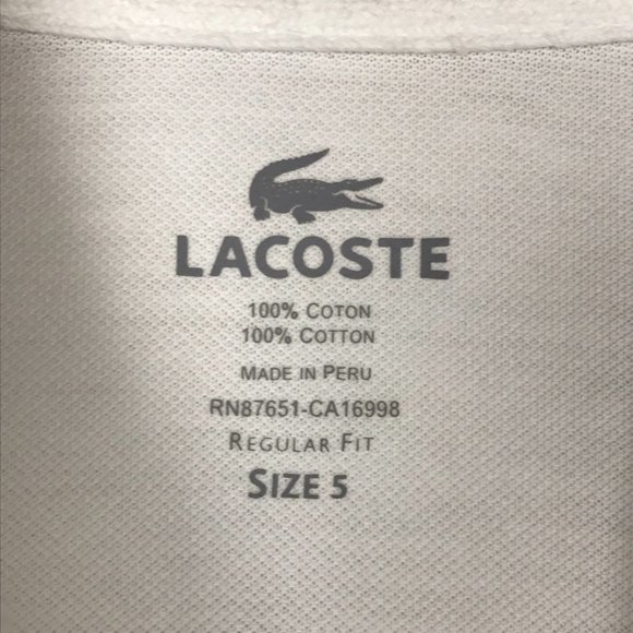 Lacoste White Regular Fit Polo L (Size 5) - Picture 8 of 10